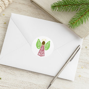 Pegatina Redonda Alas De Swirl Verde Ángel Rosa Decorativas Espirit