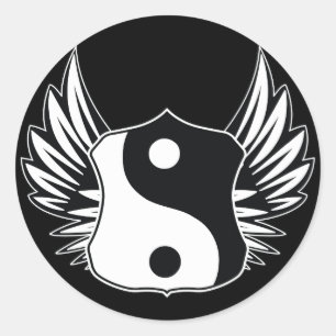 Pegatina Redonda Alas de Ying Yang