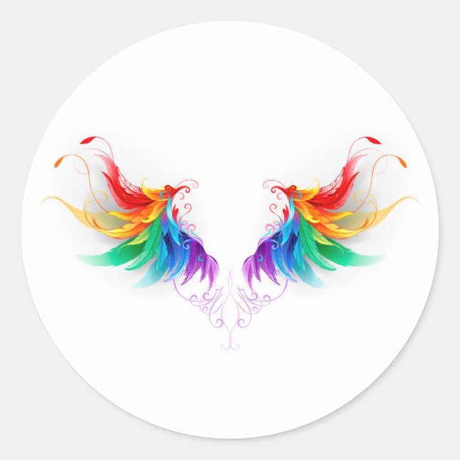 Pegatina Redonda Alas del arco iris fluidas (Anverso)