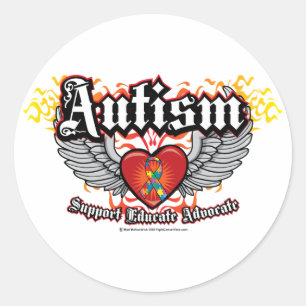 Pegatina Redonda Alas del autismo