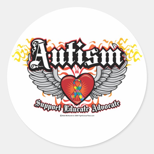 Pegatina Redonda Alas del autismo (Anverso)