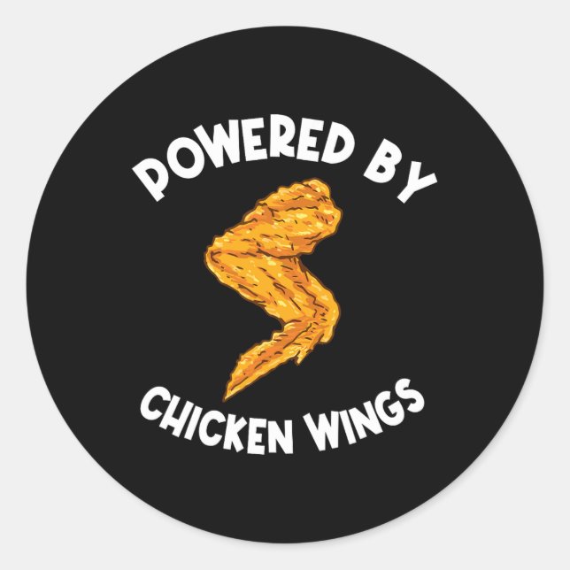 Pegatina Redonda Alas divertidas de pollo Aparato de comida rápida  (Anverso)