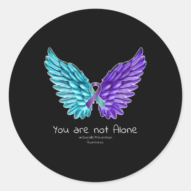 Pegatina Redonda Alas para la prevención del suicidio y el conocimi (Anverso)