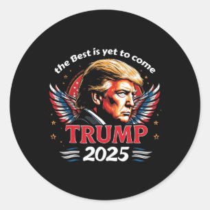 Pegatina Redonda Alas Patrióticas De La Libertad De Trump 2025