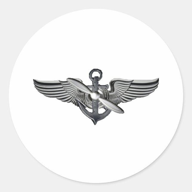 Pegatina Redonda alas piloto marinas (Anverso)