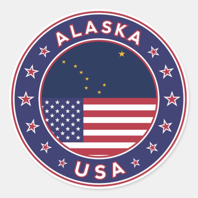 Pegatina Redonda Alaska (Anverso)