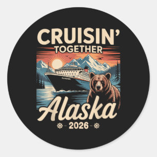 Pegatina Redonda Alaska, amiga de la familia Cruisin Together Alask