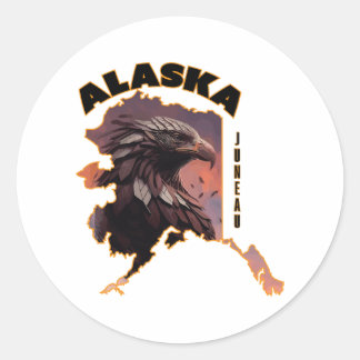 Pegatina Redonda Alaska Bald Eagle Adventure T-Shirt