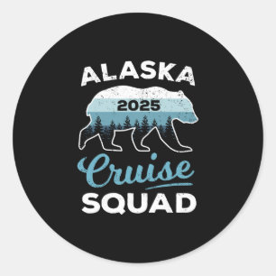 Pegatina Redonda Alaska Cruise Squad 2025 Niños Crucero Alaskan Fam