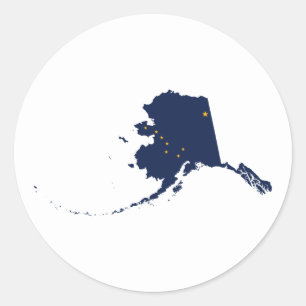 Pegatina Redonda Alaska en azul y oro