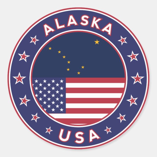 Pegatina Redonda Alaska, Estados Unidos (Anverso)