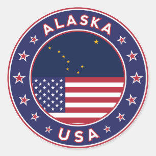 Pegatina Redonda Alaska, Estados Unidos