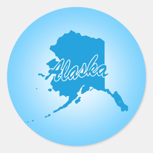 Pegatina Redonda Alaska estatal (Anverso)