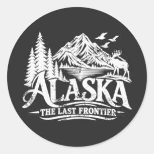Pegatina Redonda Alaska La Última Frontera