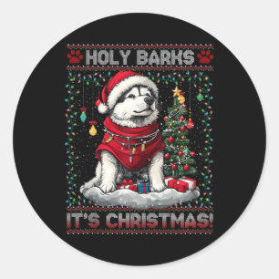 Pegatina Redonda Alaska Malamute Decoraciones de árboles de Navidad