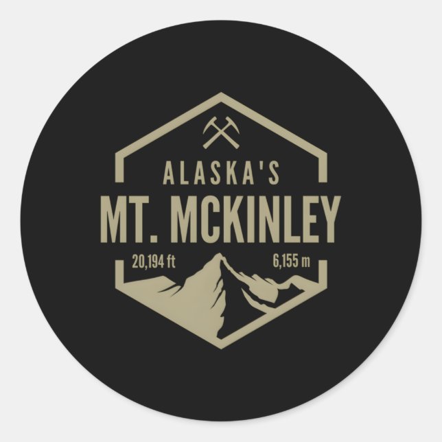 Pegatina Redonda Alaska Mt Mckinley (Anverso)