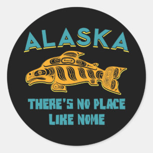 Pegatina Redonda Alaska: No hay lugar como Nome