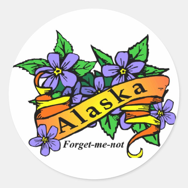 Pegatina Redonda Alaska Olvídenme No (Anverso)