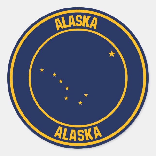 Pegatina Redonda Alaska Round Emblem (Anverso)