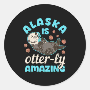 Pegatina Redonda Alaska Sea Otter Vacation Souvenir