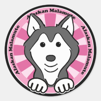 Pegatina Redonda Alaskan Malamute