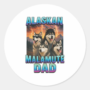 Pegatina Redonda Alaskan Malamute