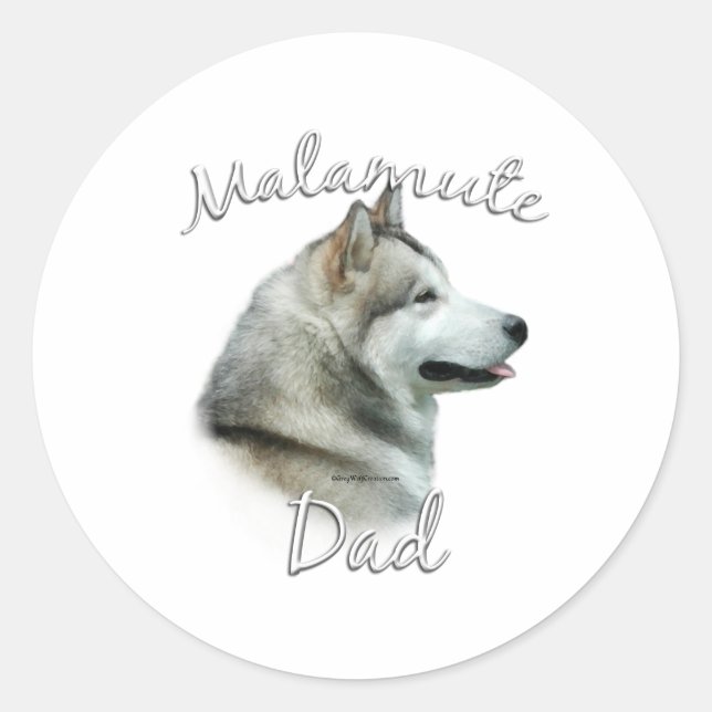 Pegatina Redonda Alaskan Malamute Dad 2 (Anverso)
