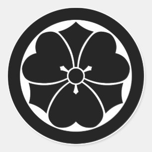 Pegatina Redonda Alazán de madera con las espadas en círculo