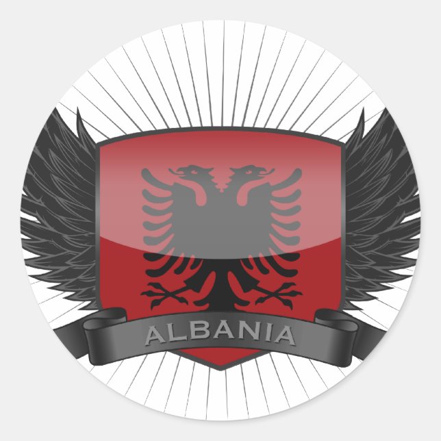 PEGATINA REDONDA ALBANIA (Anverso)