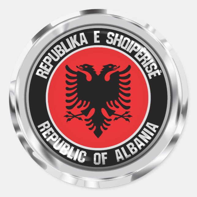 Pegatina Redonda Albania redonda Emblem (Anverso)