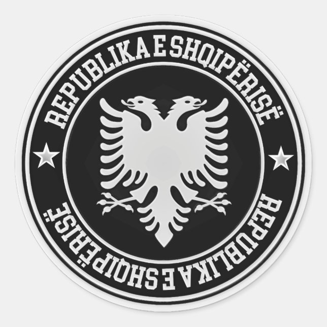 Pegatina Redonda Albania redonda Emblem (Anverso)