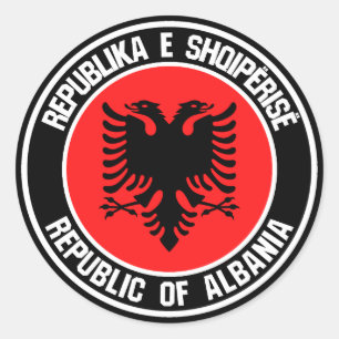 Pegatina Redonda Albania redonda Emblem