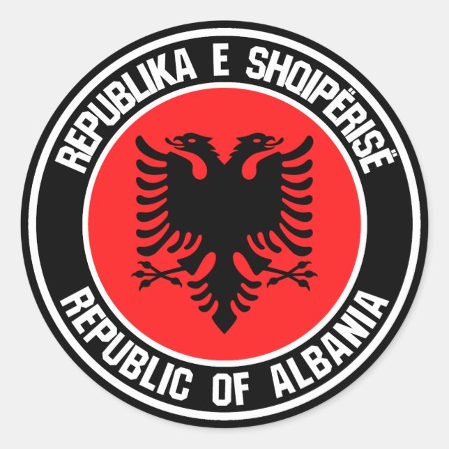 Pegatina Redonda Albania redonda Emblem (Anverso)