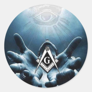 Pegatina Redonda Albañiles libres, el 32do grado de Shriner