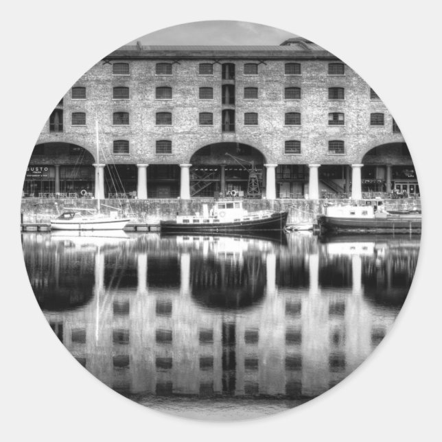 Pegatina Redonda Albert Dock Liverpool (Anverso)