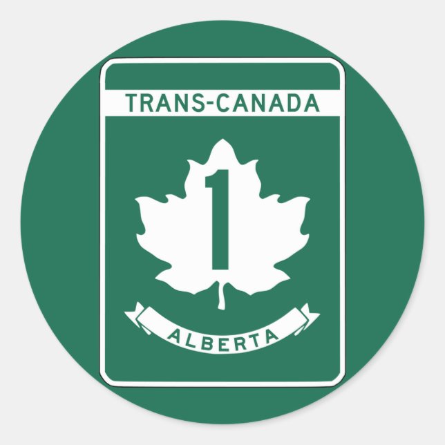 Pegatina Redonda Alberta, Rótulo de la autopista Trans-Canada (Anverso)