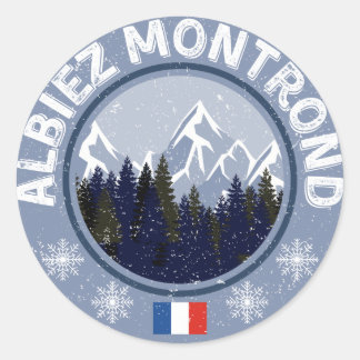 Pegatina Redonda Albiez Montrond Station de ski Sticker