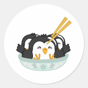 Pegatina Redonda Albóndigas de Pingüino Iceberg