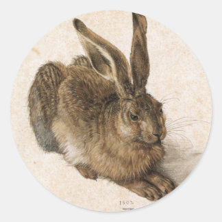Pegatina Redonda Albrecht Dürer - Junger Hase (Young Hare), 1502