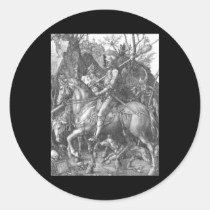Pegatina Redonda Albrecht Durer Knight Death y el diablo