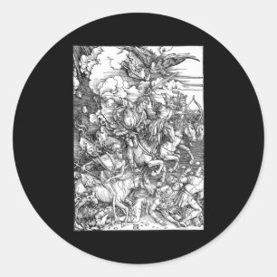 Pegatina Redonda Albrecht Durer los cuatro jinetes de la