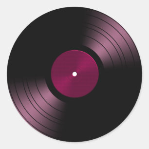 Pegatina Redonda Álbum de disco de vinilo en rosa