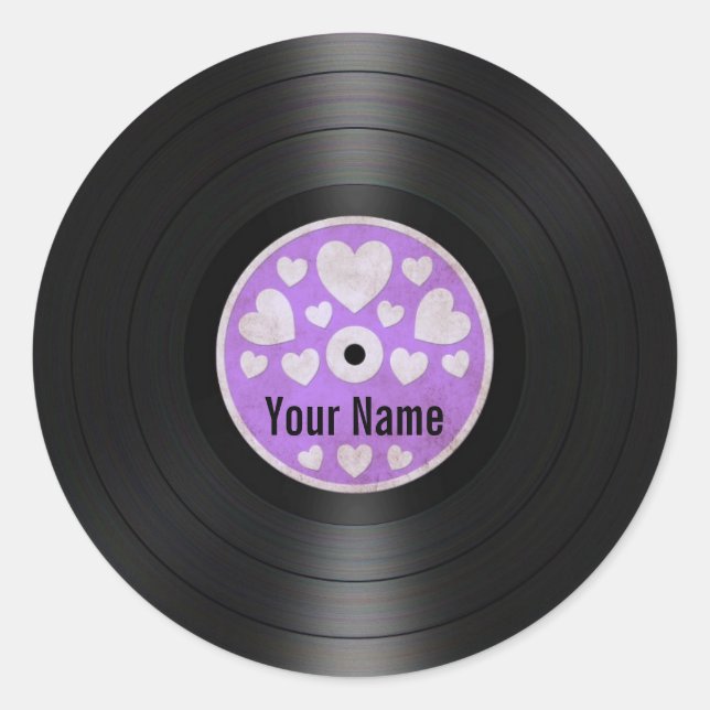 Pegatina Redonda Álbum de registro de vinilo personalizado de Purpl (Anverso)
