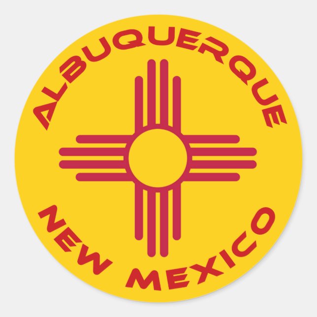 Pegatina Redonda Albuquerque, Nuevo México (Anverso)