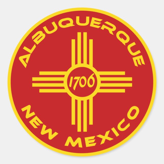 Pegatina Redonda Albuquerque Nuevo México (Anverso)