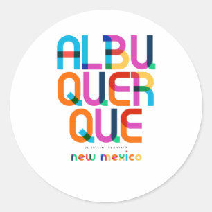 Pegatina Redonda Albuquerque Nuevo México de mediados de siglo, Art