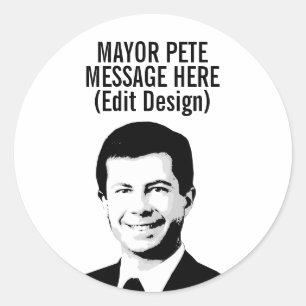 Pegatina Redonda Alcalde Pete Personalizado