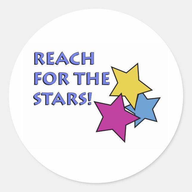 Pegatina Redonda ¡Alcanzar las estrellas! (Anverso)