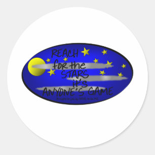 PEGATINA REDONDA ALCANZAR LAS ESTRELLAS ES EL JUEGO DE CUALQUIERA