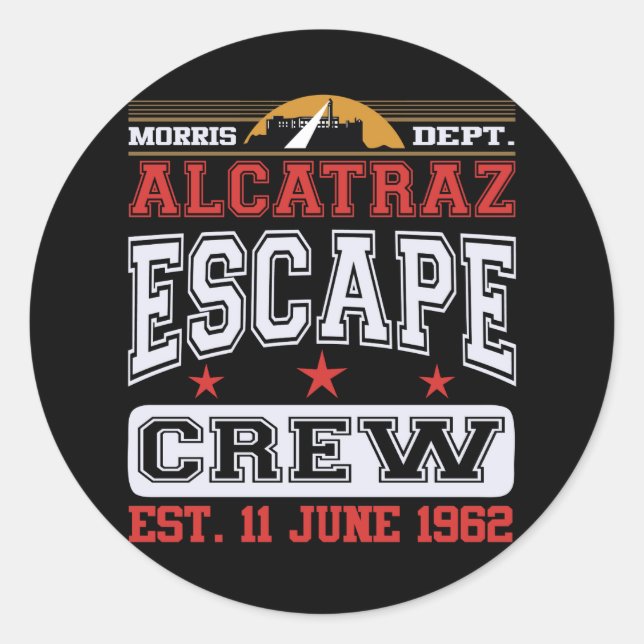 Pegatina Redonda Alcatraz Escape Crew (11 De Junio De 1962) (Anverso)